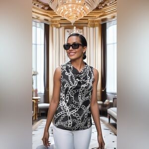 0151 INC International Concepts Black Chain Print Top